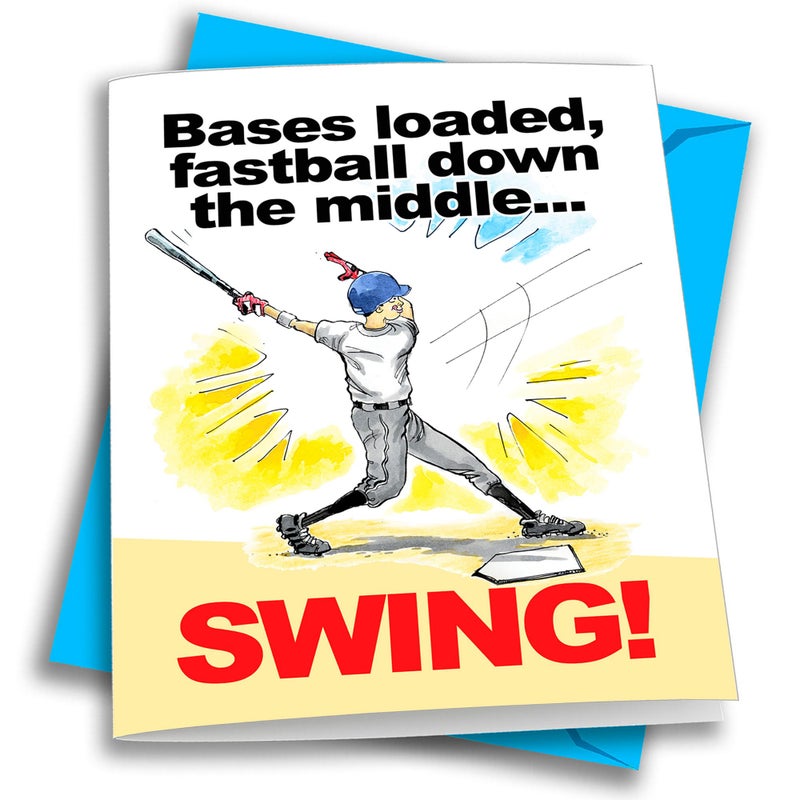 Play Strong BASEBALL BIRTHDAY Card 1-Pack (5x7) â€“ Illustrated Sports Greeting Card with Envelope â€“ Perfect for Baseball Players, Coaches & Fans â€“ Great for Birthdays, Gifts & Team Parties - Image 1
